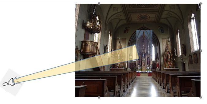 Minis erkunden am Sonntag mit der Taschenlampe die Kirche in Schwabegg